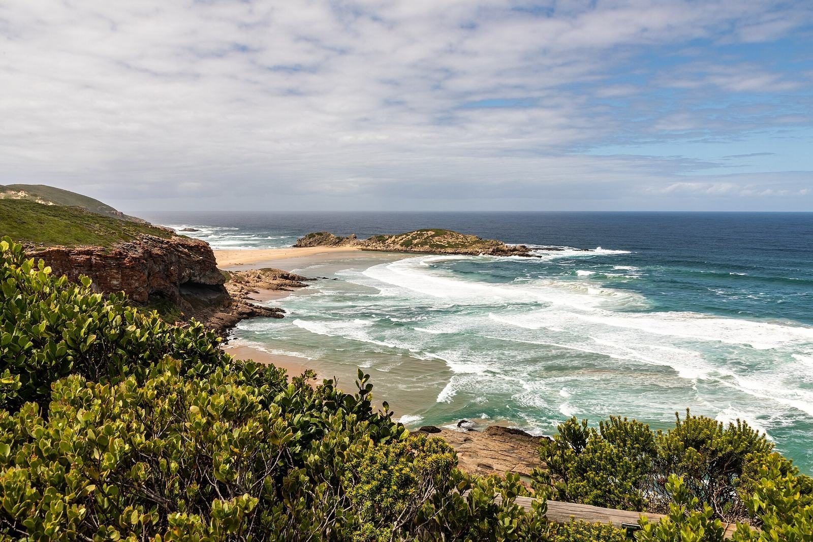The Robberg peninsula stretching into the sea near Plettenberg Bay